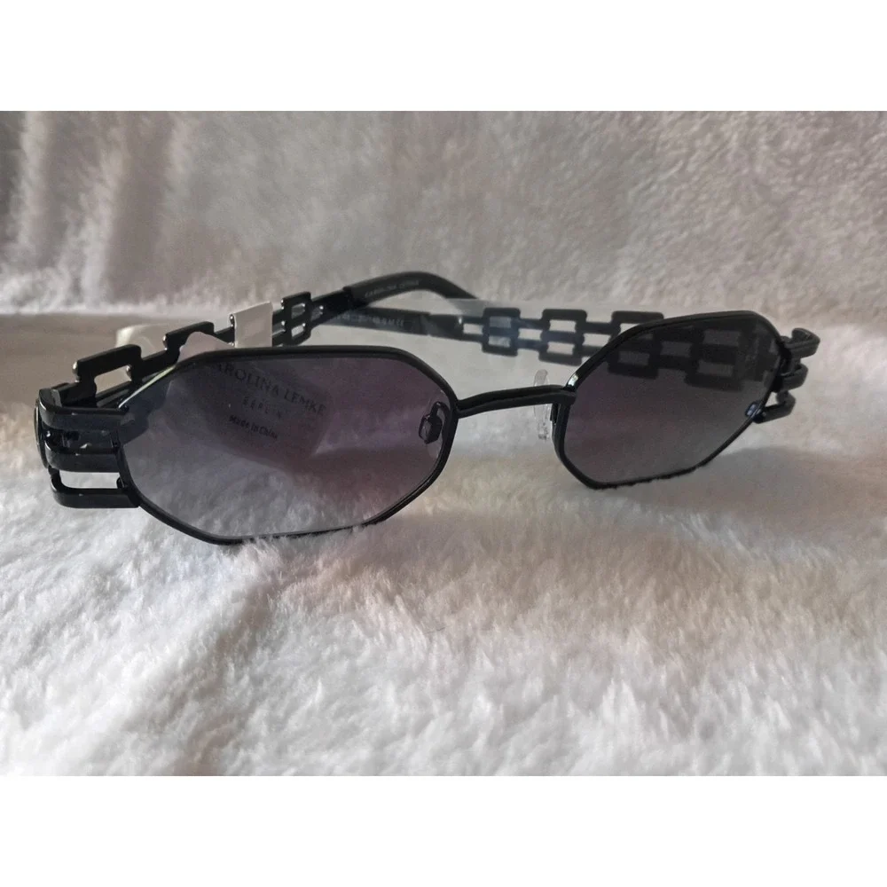 Carolina Lemke Bee CL3462-1 Black Geometric Sunglasses Cat 3 UV400 New w/Case